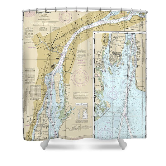 Nautical Chart 14848 Detroit River Shower Curtain