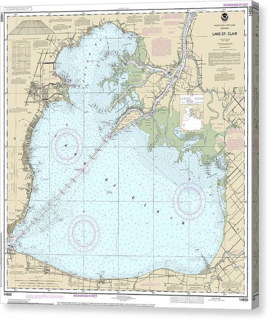 Nautical Chart-14850 Lake St Clair Canvas Print