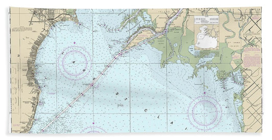 Nautical Chart-14850 Lake St Clair - Beach Towel