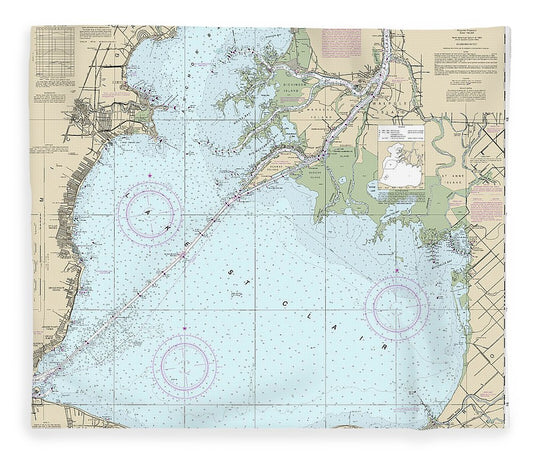 Nautical Chart 14850 Lake St Clair Blanket