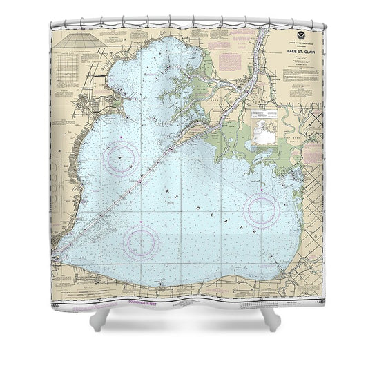 Nautical Chart 14850 Lake St Clair Shower Curtain