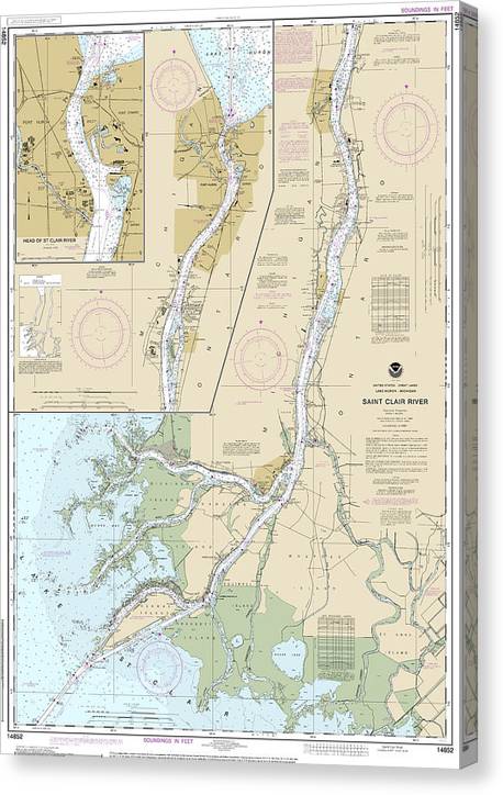 Nautical Chart-14852 St Clair River, Head-St Clair River Canvas Print