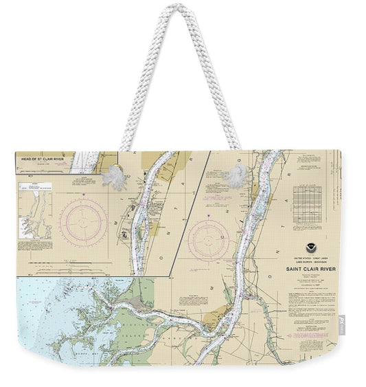 Nautical Chart-14852 St Clair River, Head-st Clair River - Weekender Tote Bag