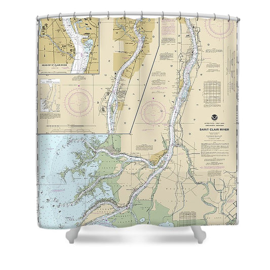 Nautical Chart 14852 St Clair River, Head St Clair River Shower Curtain