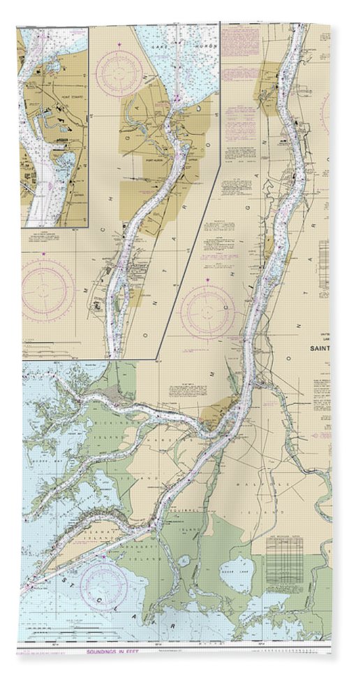 Nautical Chart-14852 St Clair River, Head-st Clair River - Beach Towel