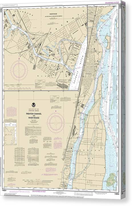 Nautical Chart-14854 Trenton Channel-River Rouge, River Rouge Canvas Print