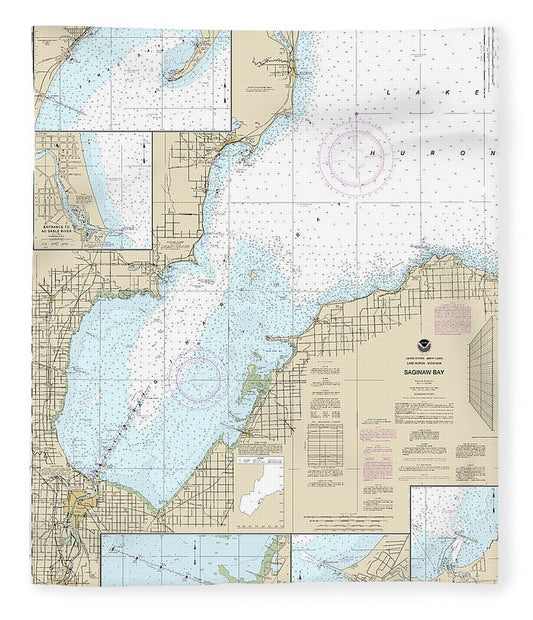 Nautical Chart 14863 Saginaw Bay, Port Austin Harbor, Caseville Harbor, Entrance Au Sable River, Sebewaing Harbor, Tawas Harbor Blanket