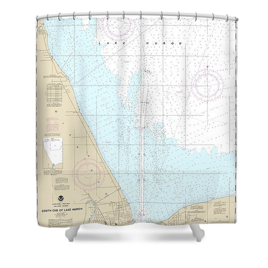 Nautical Chart 14865 South End Lake Huron Shower Curtain
