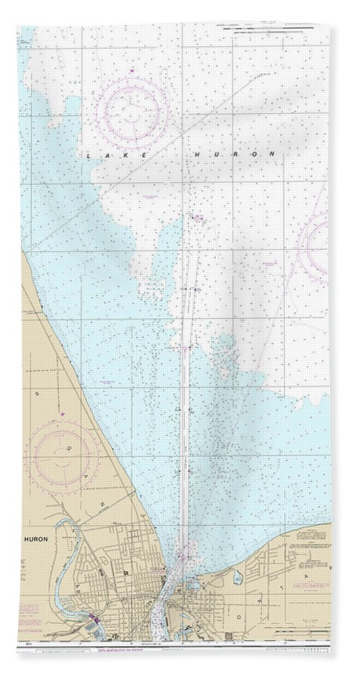 Nautical Chart-14865 South End-lake Huron - Bath Towel