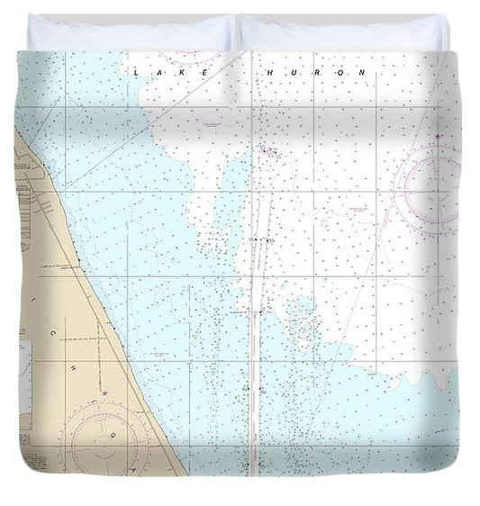 Nautical Chart 14865 South End Lake Huron Duvet Cover