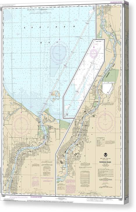 Nautical Chart-14867 Saginaw River Canvas Print