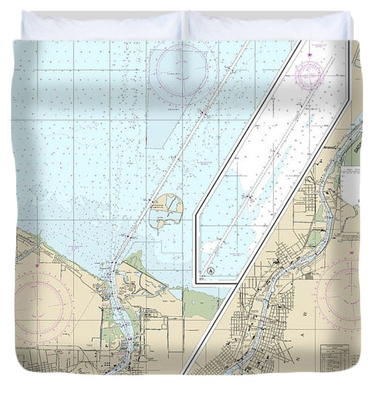 Nautical Chart 14867 Saginaw River Duvet Cover