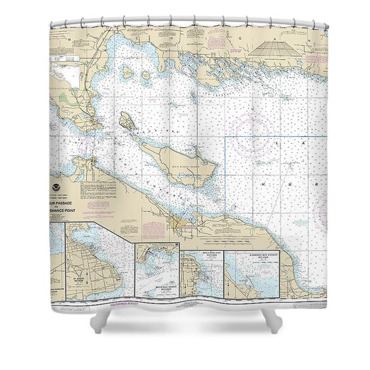 Nautical Chart 14881 Detour Passage Waugoshance Pt, Hammond Bay Harbor, Mackinac Island, Cheboygan, Mackinaw City, St Lgnace Shower Curtain