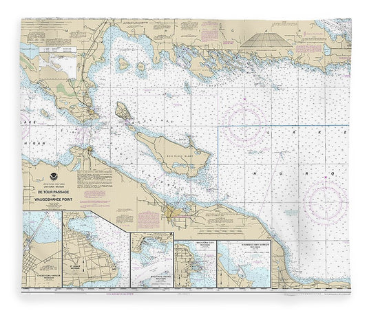 Nautical Chart 14881 Detour Passage Waugoshance Pt, Hammond Bay Harbor, Mackinac Island, Cheboygan, Mackinaw City, St Lgnace Blanket