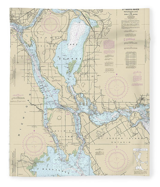 Nautical Chart 14883 St Marys River Munuscong Lake Sault Ste Marie Blanket