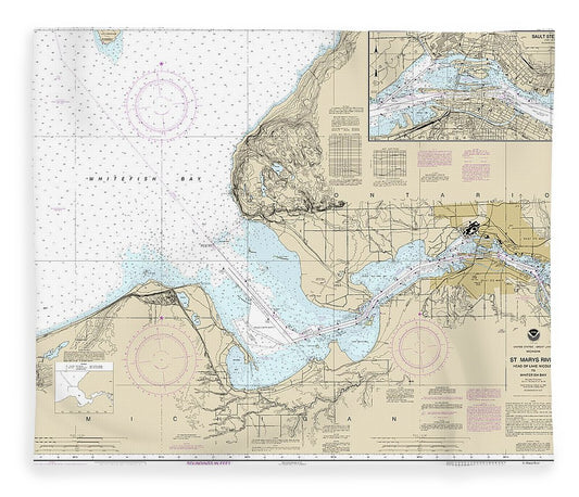 Nautical Chart 14884 St Marys River Head Lake Nicolet Whitefish Bay, Sault Ste Marie Blanket