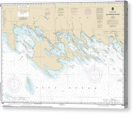 Nautical Chart-14885 Les Cheneaux Islands Canvas Print