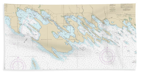 Nautical Chart-14885 Les Cheneaux Islands - Beach Towel