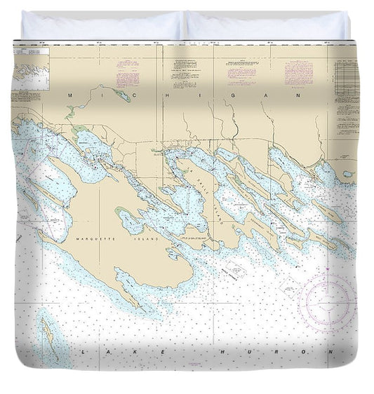 Nautical Chart 14885 Les Cheneaux Islands Duvet Cover