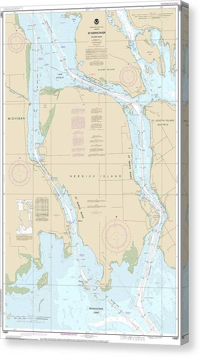 Nautical Chart-14887 St Marys River - Neebish Island Canvas Print