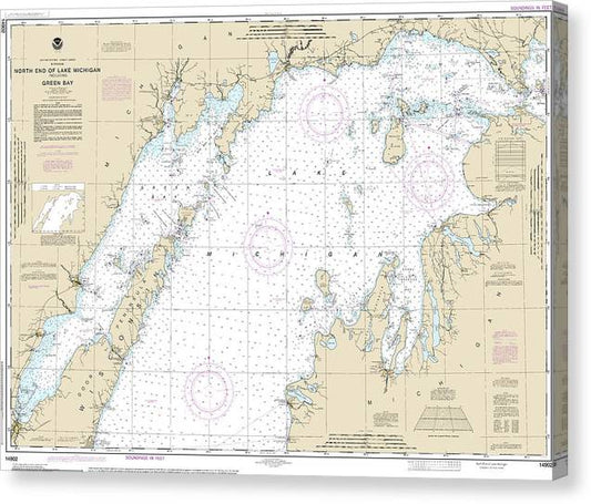 Nautical Chart-14902 North End-Lake Michigan, Including Green Bay Canvas Print