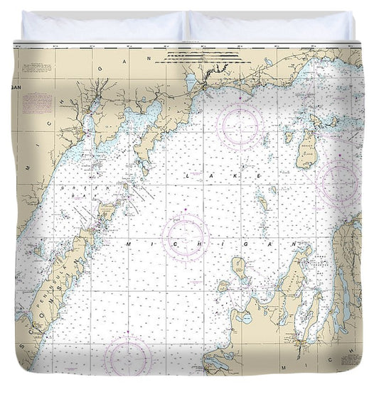 Nautical Chart 14902 North End Lake Michigan, Including Green Bay Duvet Cover