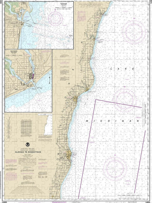 Nautical Chart 14903 Algoma Sheboygan, Kewaunee, Two Rivers Puzzle