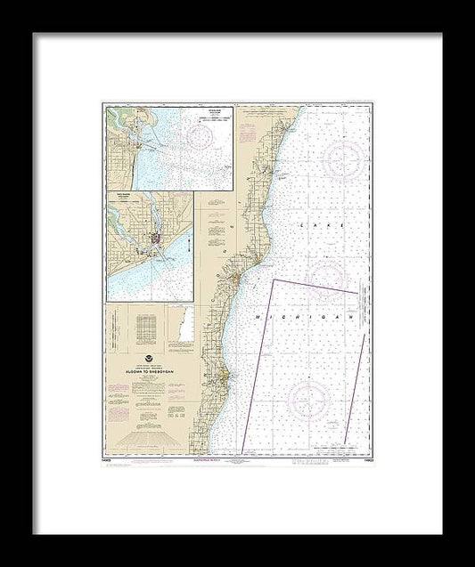A beuatiful Framed Print of the Nautical Chart-14903 Algoma-Sheboygan, Kewaunee, Two Rivers by SeaKoast