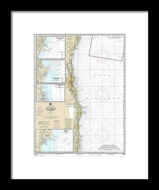A beuatiful Framed Print of the Nautical Chart-14904 Port Washington-Waukegan, Kenosha, North Point Marina, Port Washington, Waukegan by SeaKoast