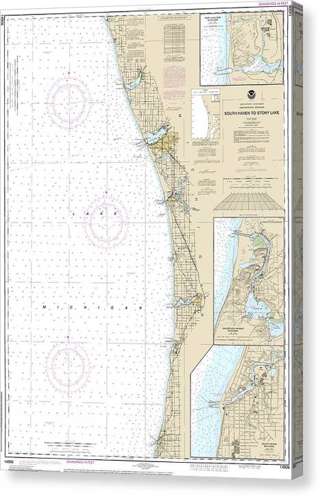 Nautical Chart-14906 South Haven-Stony Lake, South Haven, Port Sheldon, Saugatuck Harbor Canvas Print