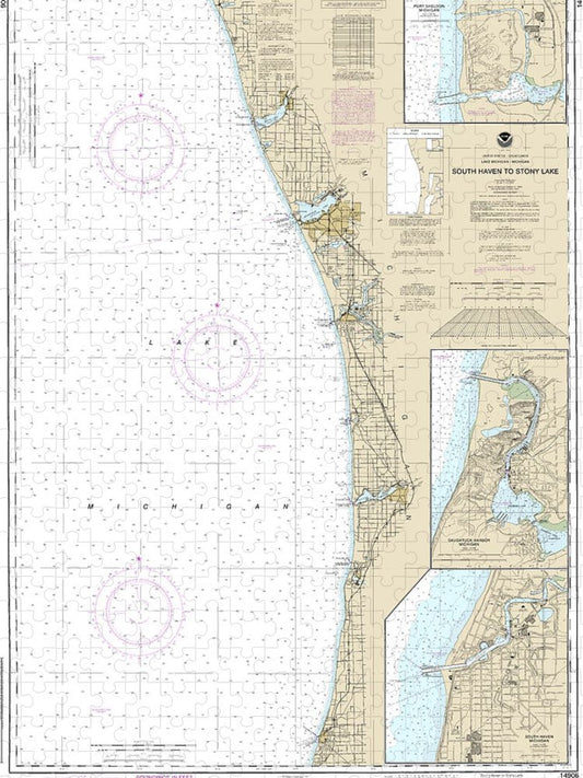 Nautical Chart 14906 South Haven Stony Lake, South Haven, Port Sheldon, Saugatuck Harbor Puzzle