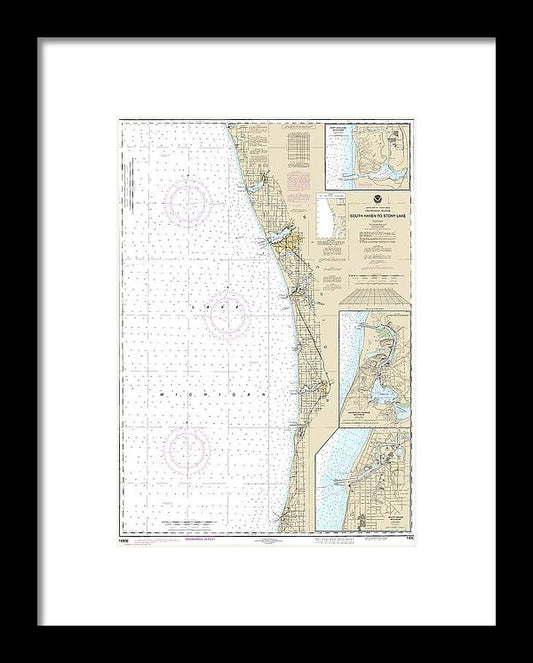 A beuatiful Framed Print of the Nautical Chart-14906 South Haven-Stony Lake, South Haven, Port Sheldon, Saugatuck Harbor by SeaKoast