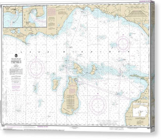 Nautical Chart-14911 Waugoshance Point-Seul Choix Point, Including Beaver Island Group, Port Inland, Beaver Harbor Canvas Print