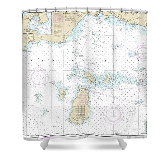 Nautical Chart 14911 Waugoshance Point Seul Choix Point, Including Beaver Island Group, Port Inland, Beaver Harbor Shower Curtain