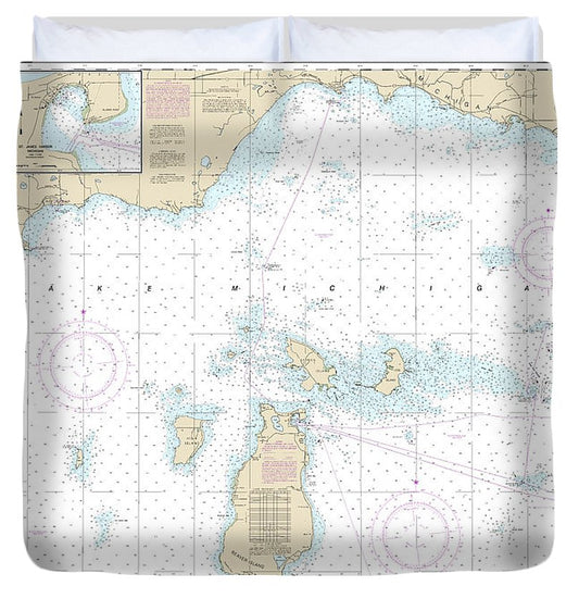 Nautical Chart 14911 Waugoshance Point Seul Choix Point, Including Beaver Island Group, Port Inland, Beaver Harbor Duvet Cover