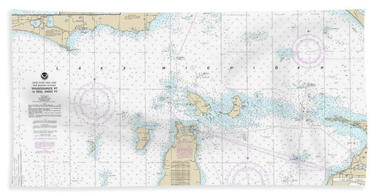 Nautical Chart-14911 Waugoshance Point-seul Choix Point, Including Beaver Island Group, Port Inland, Beaver Harbor - Bath Towel