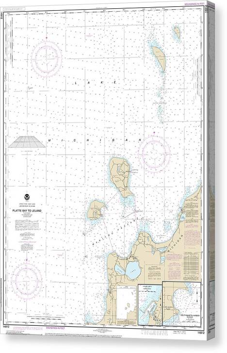Nautical Chart-14912 Platte Bay-Leland, Leland, South Manitou Harbor Canvas Print