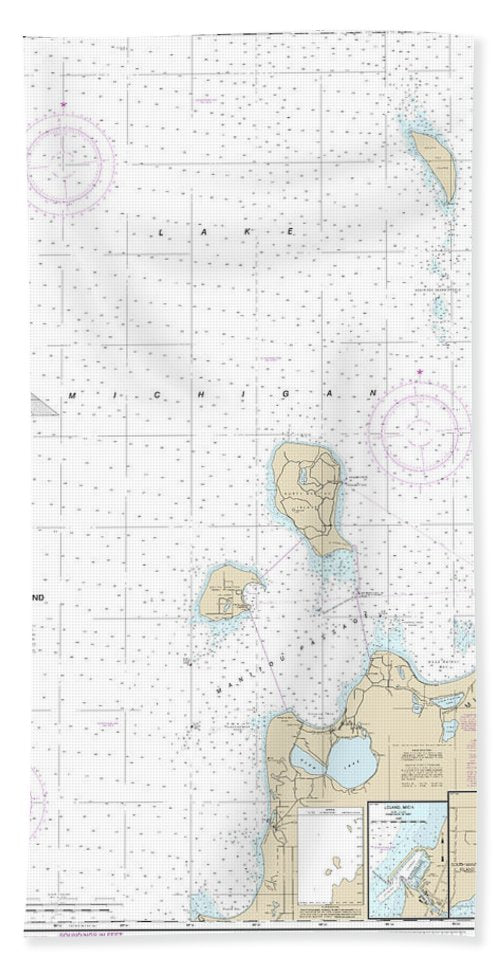 Nautical Chart-14912 Platte Bay-leland, Leland, South Manitou Harbor - Beach Towel