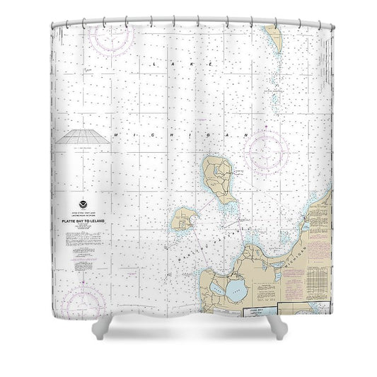 Nautical Chart 14912 Platte Bay Leland, Leland, South Manitou Harbor Shower Curtain