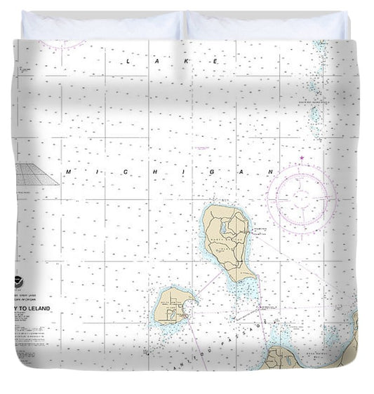 Nautical Chart 14912 Platte Bay Leland, Leland, South Manitou Harbor Duvet Cover