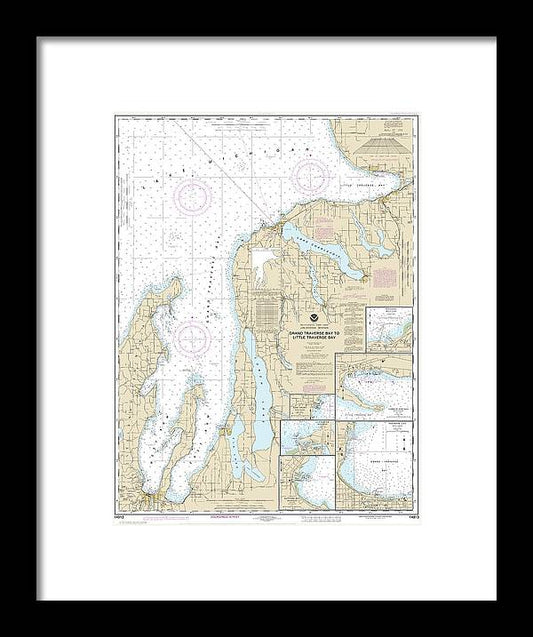 A beuatiful Framed Print of the Nautical Chart-14913 Grand Traverse Bay-Little Traverse Bay, Harobr Springs, Petoskey, Elk Rapids, Suttons Bay, Northport, Traverse City by SeaKoast
