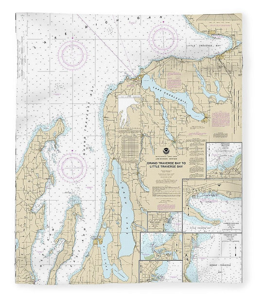 Nautical Chart 14913 Grand Traverse Bay Little Traverse Bay, Harobr Springs, Petoskey, Elk Rapids, Suttons Bay, Northport, Traverse City Blanket