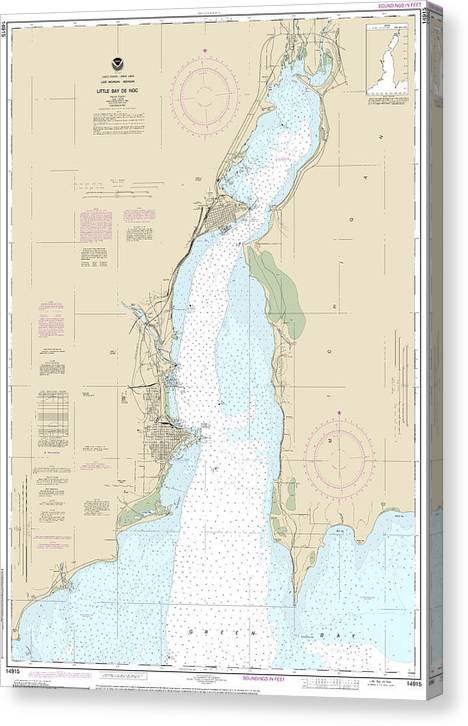 Nautical Chart-14915 Little Bay De Noc Canvas Print