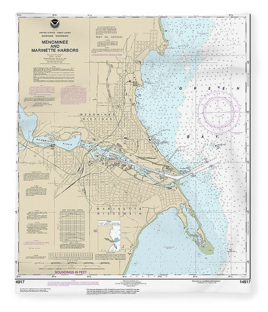 Nautical Chart 14917 Menominee Marinette Harbors Blanket
