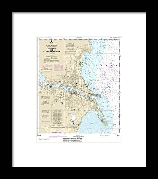 A beuatiful Framed Print of the Nautical Chart-14917 Menominee-Marinette Harbors by SeaKoast