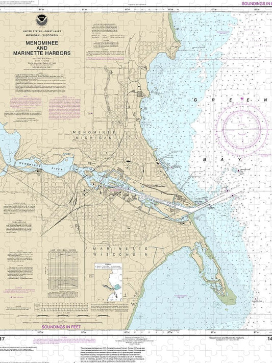 Nautical Chart 14917 Menominee Marinette Harbors Puzzle