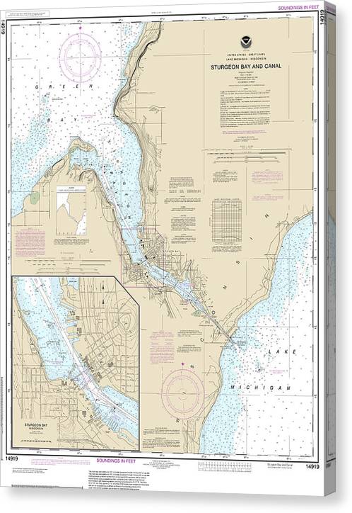 Nautical Chart-14919 Sturgeon Bay-Canal, Sturgeon Bay Canvas Print