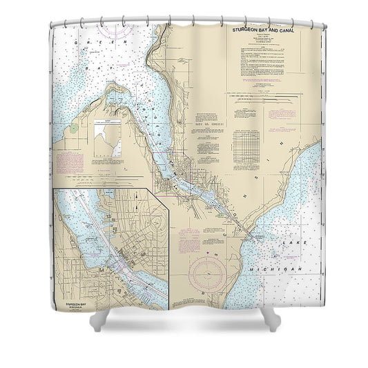 Nautical Chart 14919 Sturgeon Bay Canal, Sturgeon Bay Shower Curtain
