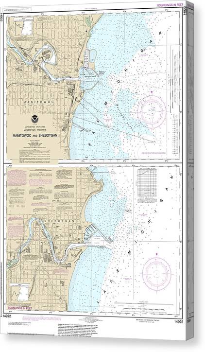 Nautical Chart-14922 Manitowoc-Sheboygan Canvas Print