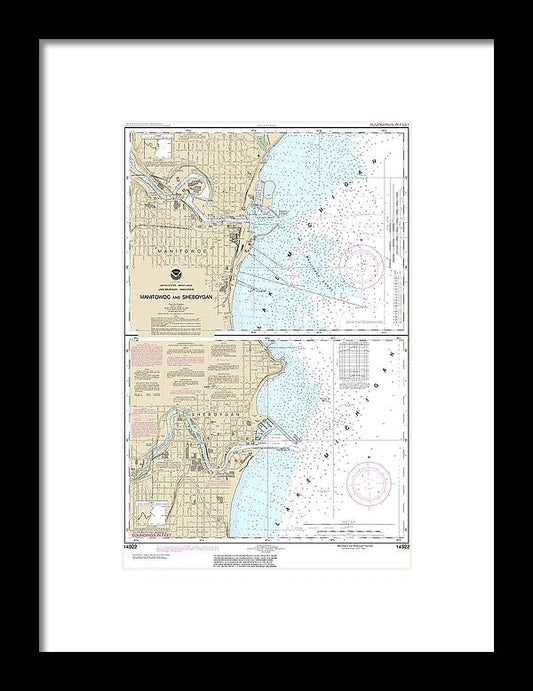 A beuatiful Framed Print of the Nautical Chart-14922 Manitowoc-Sheboygan by SeaKoast